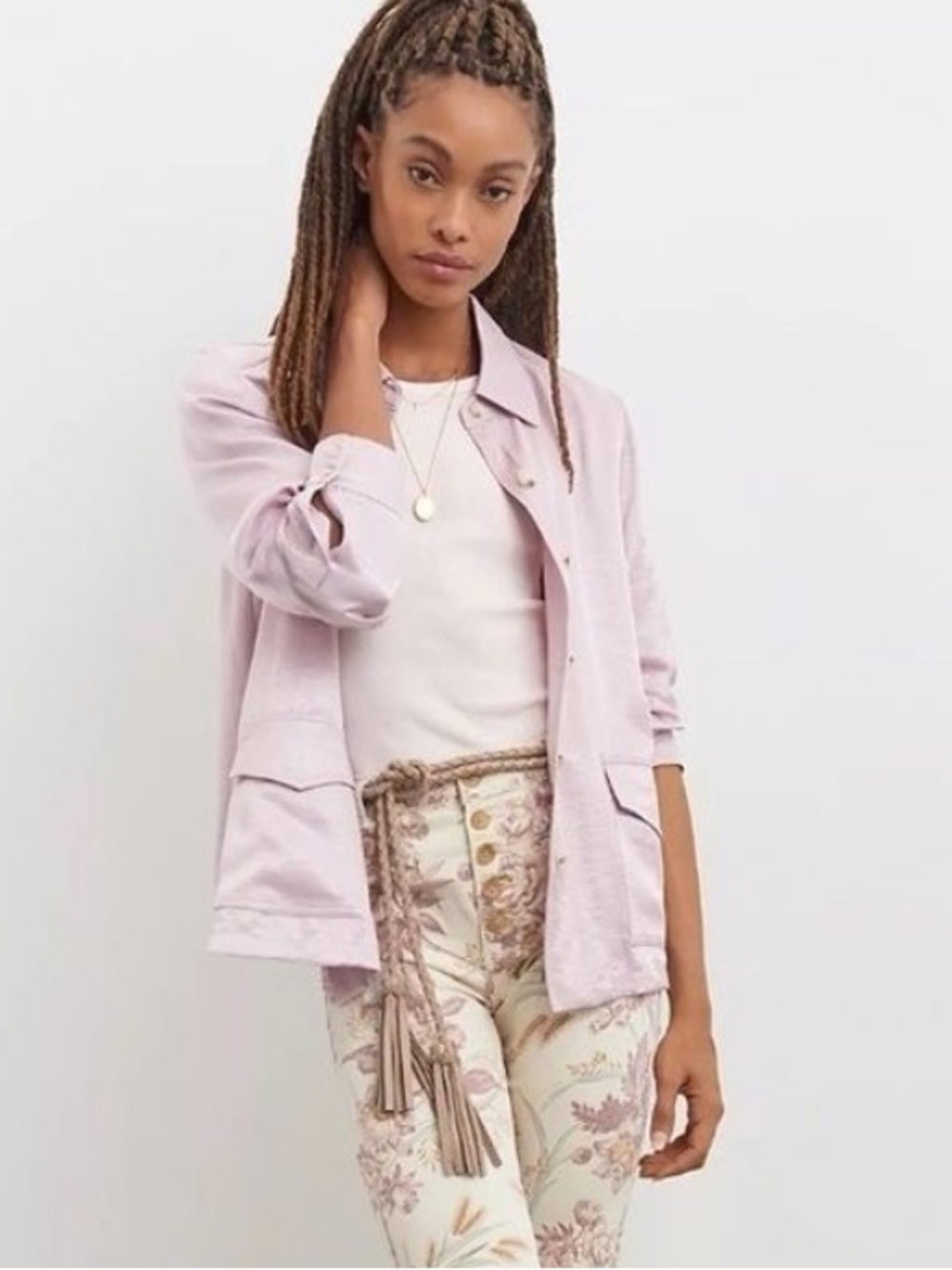 BOGO! Anthropologie Current Air Shimmer Shirt Jacket Mauve Size Small